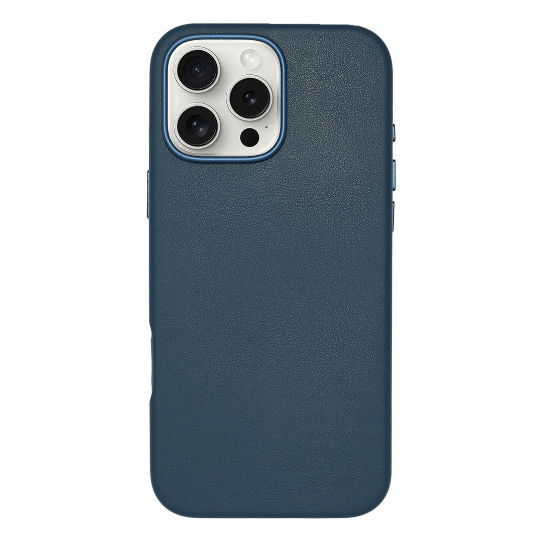 iPhone Vegan Leather Case Navy Leather Phone Case iPhone 16 Pro Max by The Dairy - The Dairy
