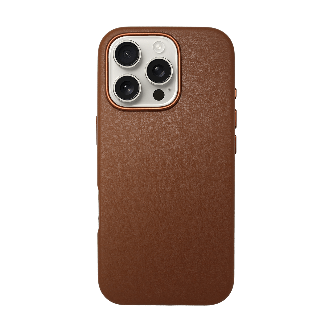 iPhone Vegan Leather Case Brown Leather Phone Case iPhone 16 Pro by The Dairy - The Dairy