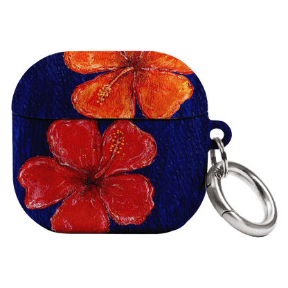 Hibiscus Flower Deep Blue AirPods Case AirPods Case 4th Gen by BG. Studio - The Dairy