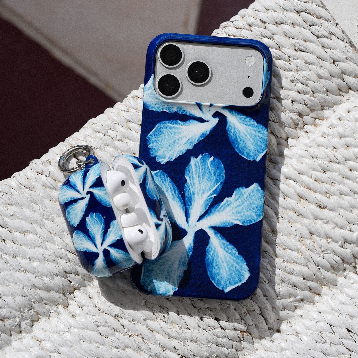 Hibiscus Cyanotype AirPods Pro Case AirPods Pro Case by Sally Hungerford - The Dairy