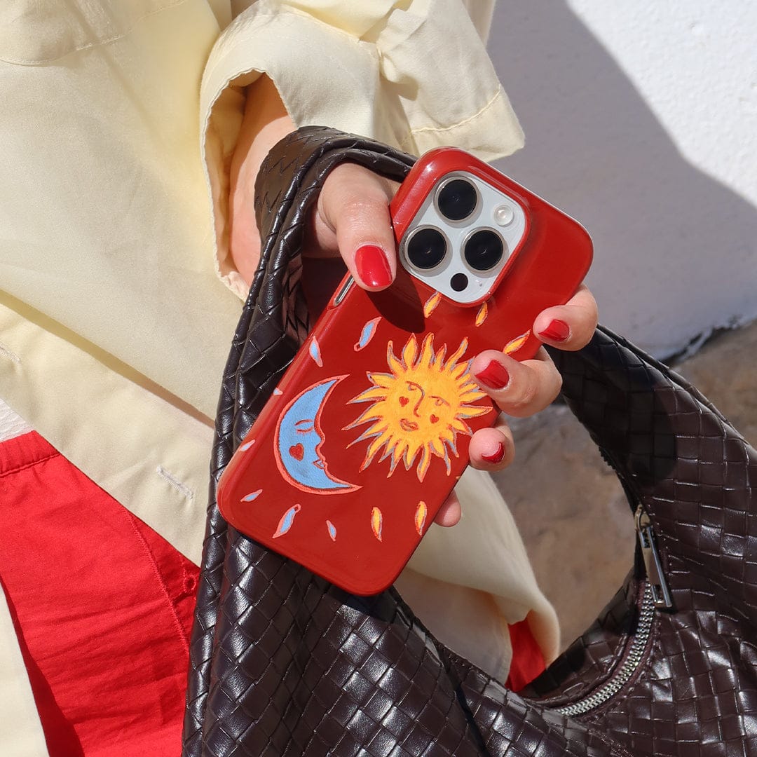 Sun & Moon Red Printed Phone Cases by BG. Studio - The Dairy