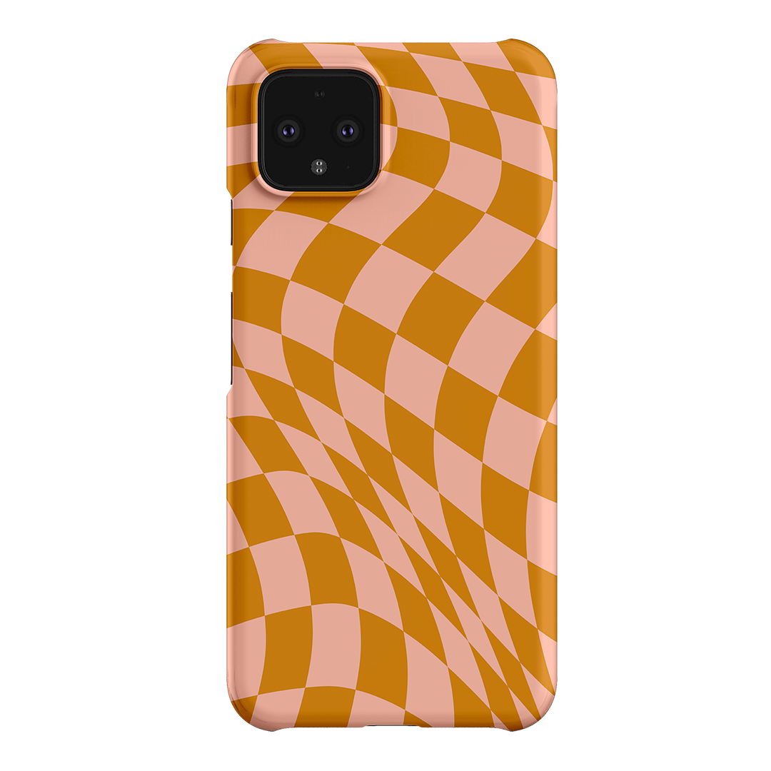 Wavy Check Orange on Blush Matte Case Matte Phone Cases Google Pixel 4 / Snap by The Dairy - The Dairy