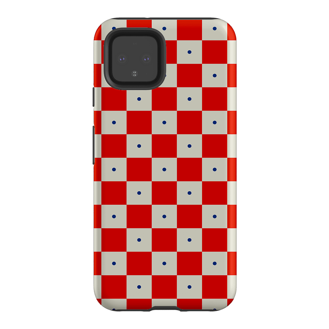 Checkers Scarlet with Cobalt Matte Case Matte Phone Cases Google Pixel 4 / Armoured by The Dairy - The Dairy