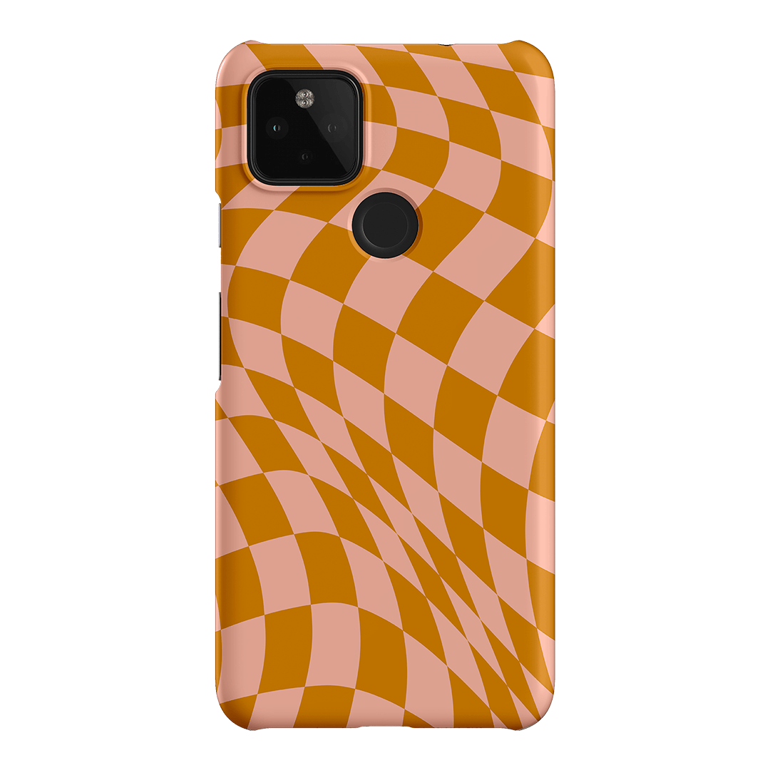 Wavy Check Orange on Blush Matte Case Matte Phone Cases Google Pixel 4A 5G / Snap by The Dairy - The Dairy