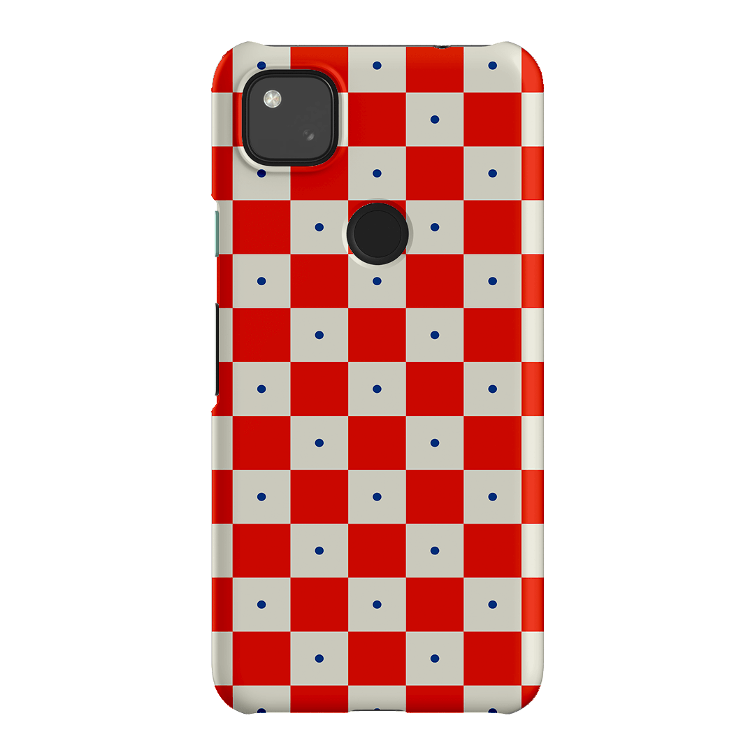 Checkers Scarlet with Cobalt Matte Case Matte Phone Cases Google Pixel 4A 4G / Snap by The Dairy - The Dairy