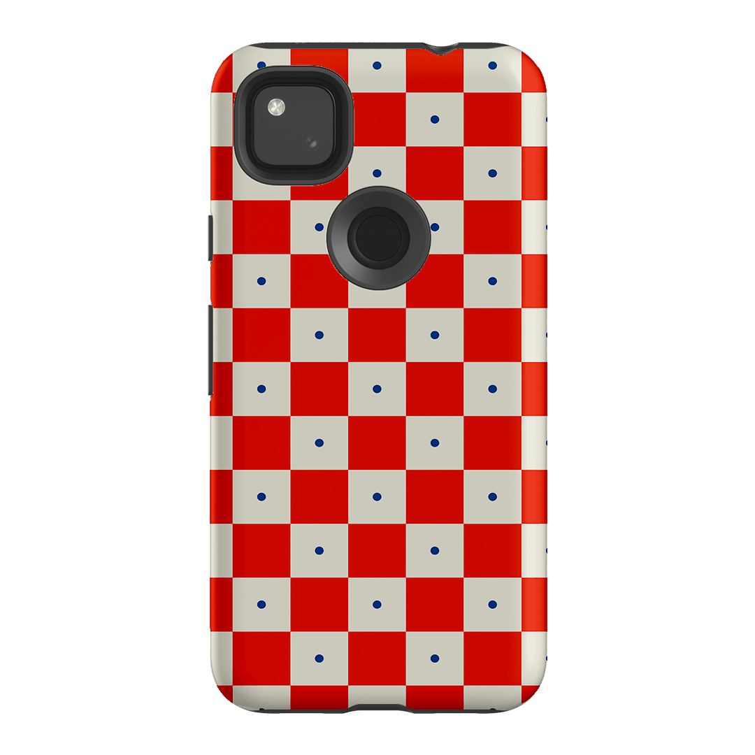Checkers Scarlet with Cobalt Matte Case Matte Phone Cases Google Pixel 4A 4G / Armoured by The Dairy - The Dairy