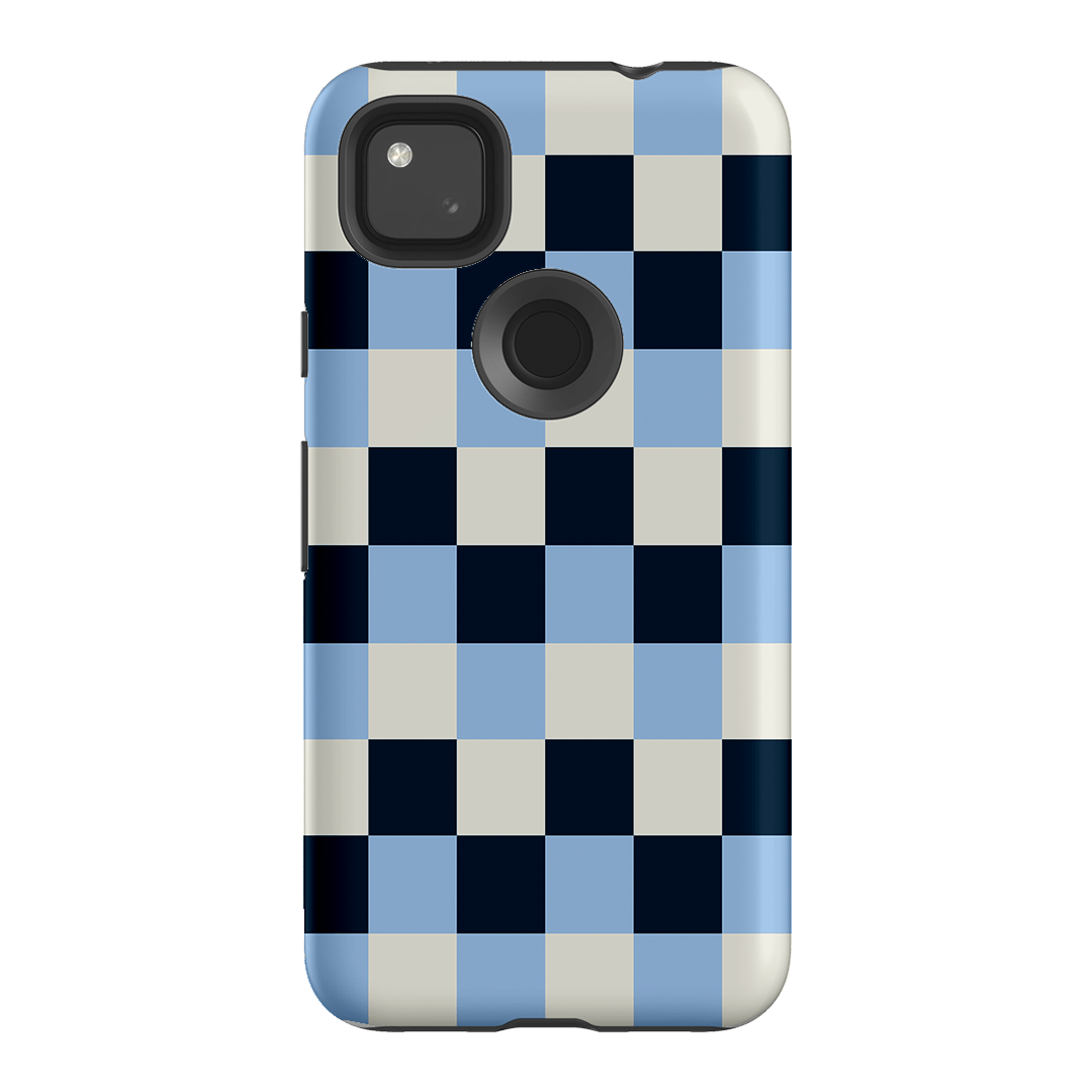 Checks in Blue Matte Case Matte Phone Cases Google Pixel 4A 4G / Armoured by The Dairy - The Dairy