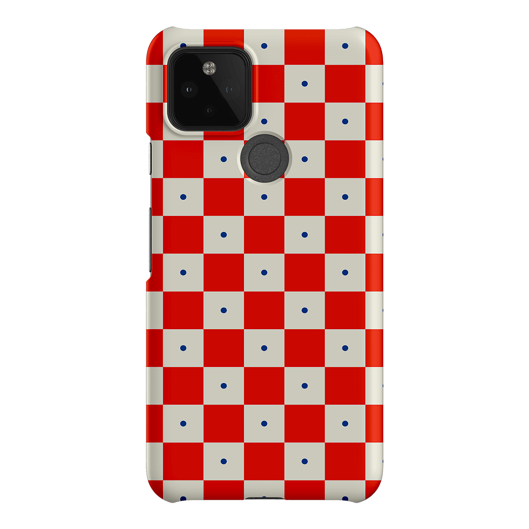 Checkers Scarlet with Cobalt Matte Case Matte Phone Cases Google Pixel 5 / Snap by The Dairy - The Dairy