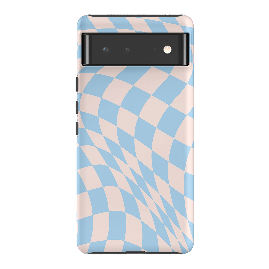 Wavy Check Sky on Light Blush Matte Phone Cases Google Pixel 6 / Armoured by The Dairy - The Dairy