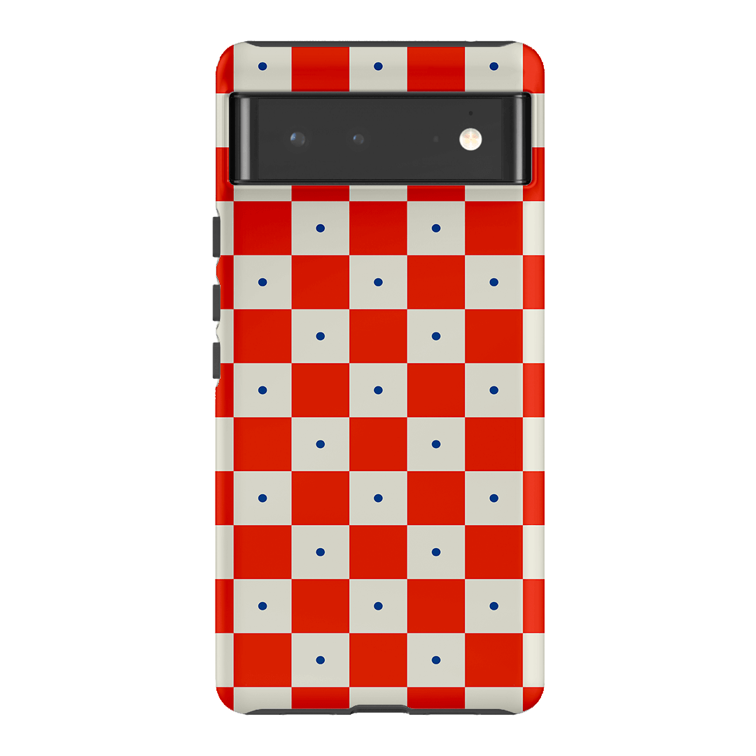 Checkers Scarlet with Cobalt Matte Case Matte Phone Cases Google Pixel 6 / Armoured by The Dairy - The Dairy
