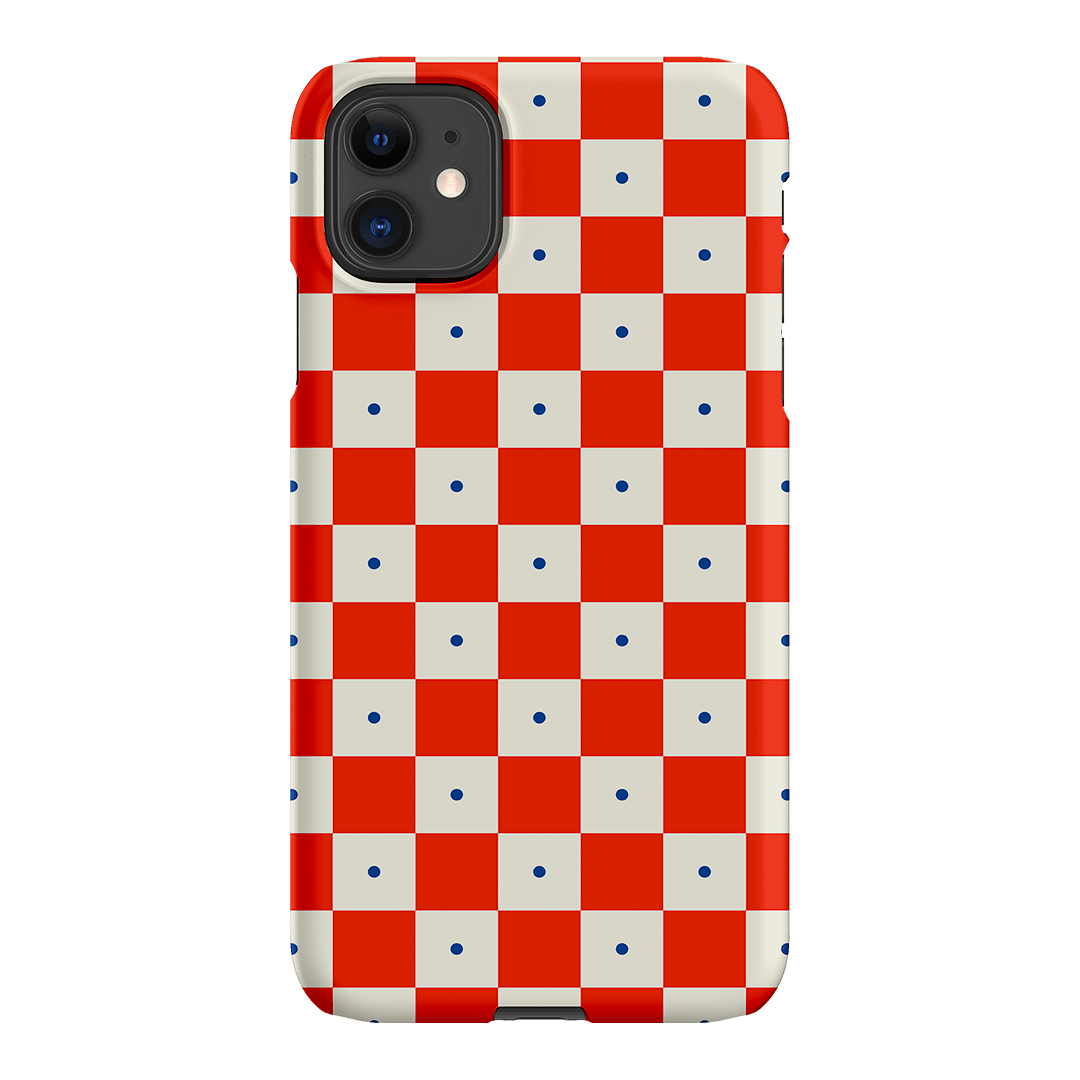 Checkers Scarlet with Cobalt Matte Case Matte Phone Cases iPhone 11 / Snap by The Dairy - The Dairy