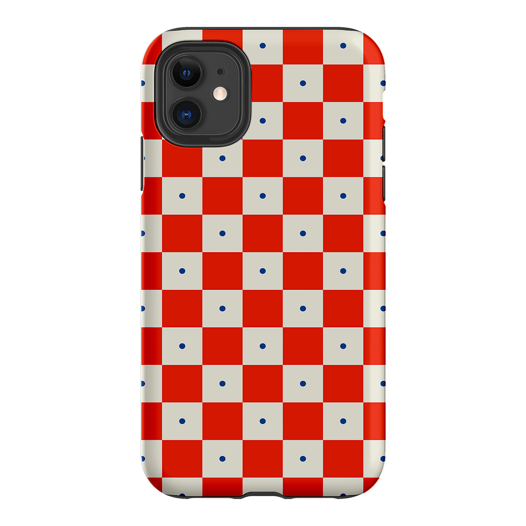 Checkers Scarlet with Cobalt Matte Case Matte Phone Cases iPhone 11 / Armoured by The Dairy - The Dairy