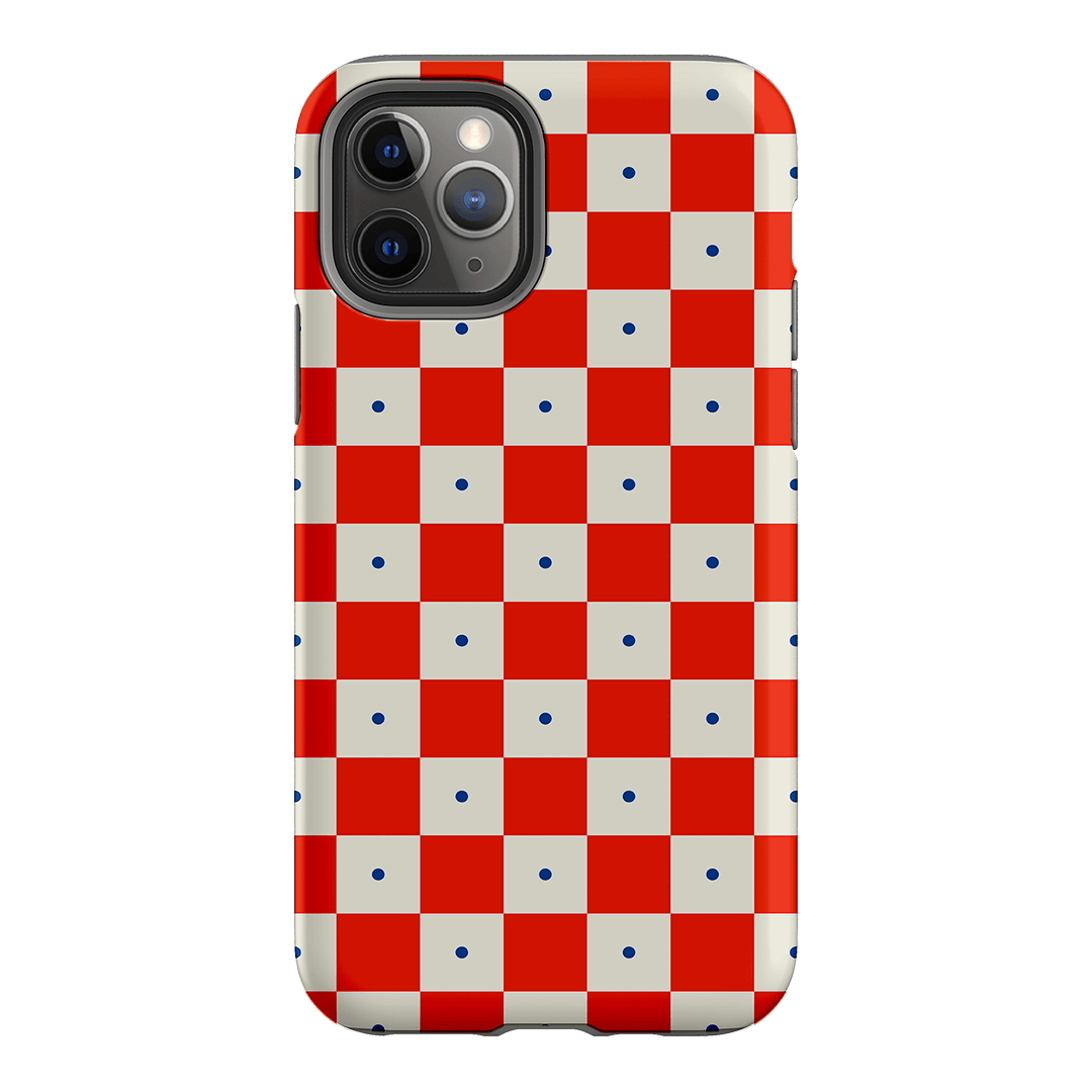Checkers Scarlet with Cobalt Matte Case Matte Phone Cases iPhone 11 Pro / Armoured by The Dairy - The Dairy