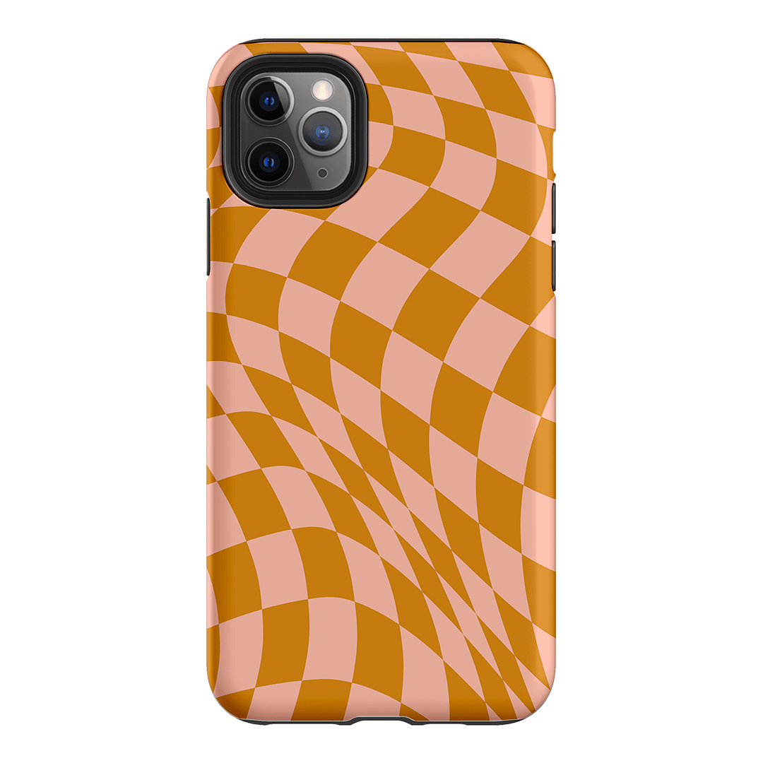 Wavy Check Orange on Blush Matte Case Matte Phone Cases iPhone 11 Pro Max / Armoured by The Dairy - The Dairy