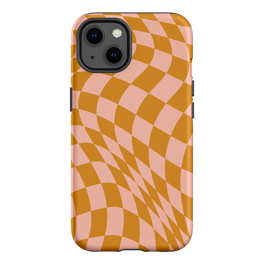 Wavy Check Orange on Blush Matte Case Matte Phone Cases iPhone 13 / Armoured by The Dairy - The Dairy