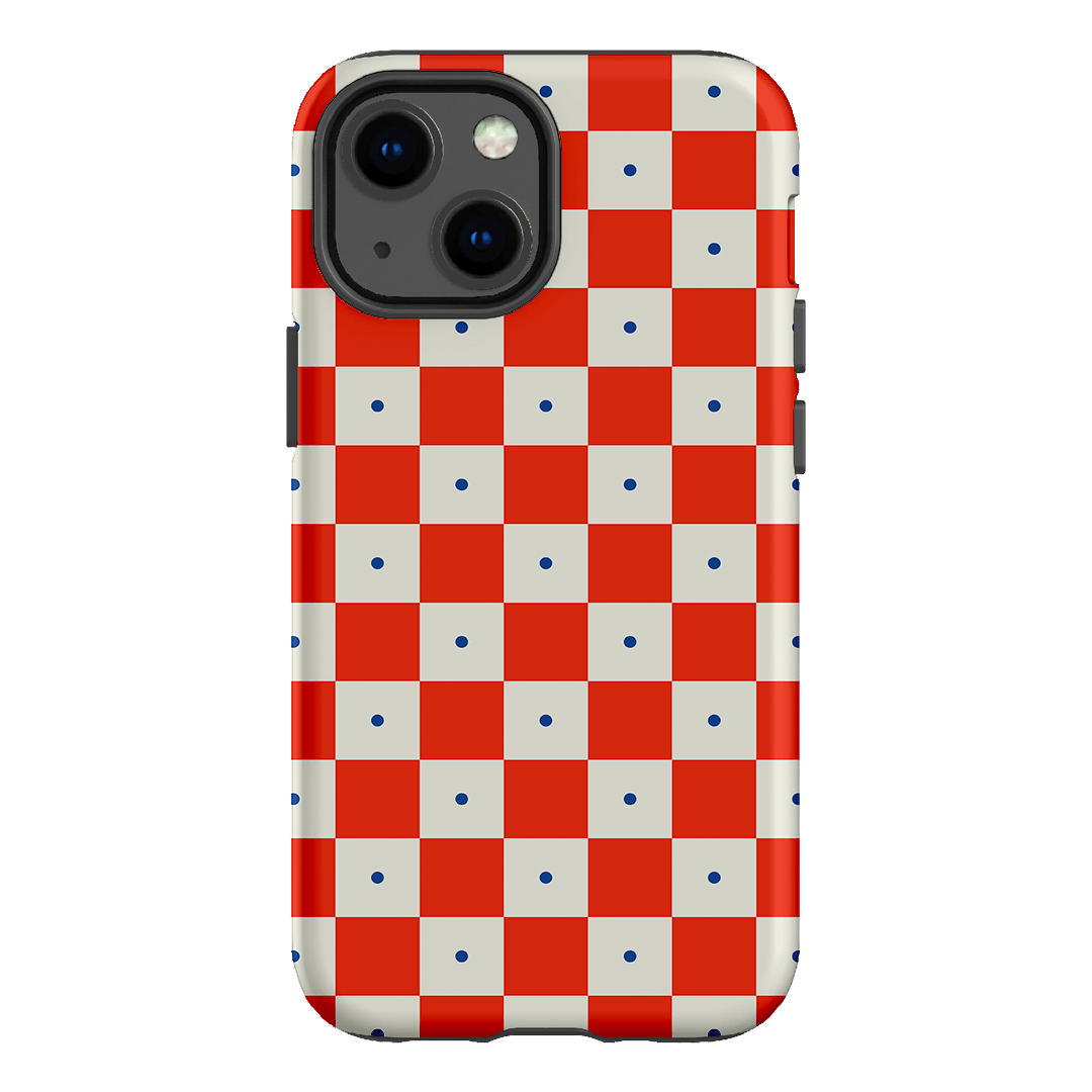 Checkers Scarlet with Cobalt Matte Case Matte Phone Cases iPhone 13 Mini / Armoured by The Dairy - The Dairy