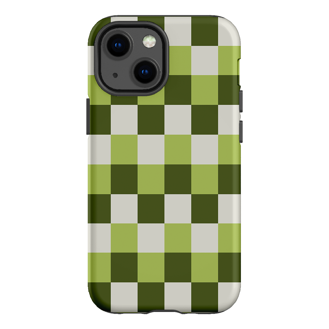 Checks in Green Matte Case Matte Phone Cases iPhone 13 Mini / Armoured by The Dairy - The Dairy