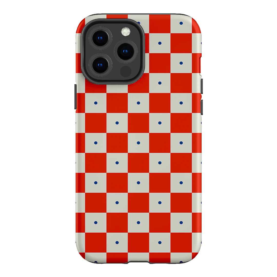 Checkers Scarlet with Cobalt Matte Case Matte Phone Cases iPhone 13 Pro Max / Armoured by The Dairy - The Dairy