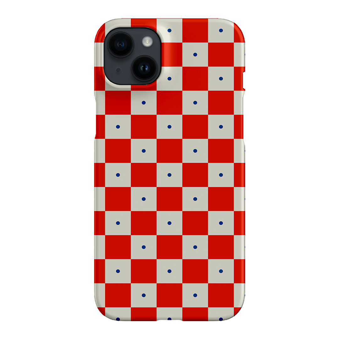 Checkers Scarlet with Cobalt Matte Phone Cases iPhone 14 Plus / Snap by The Dairy - The Dairy