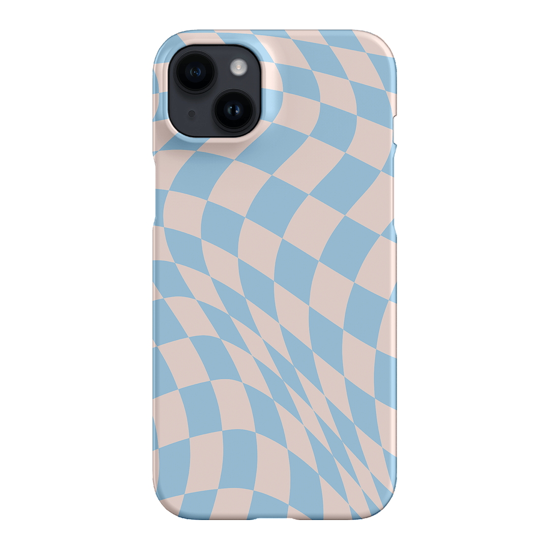 Wavy Check Sky on Light Blush Matte Phone Cases iPhone 14 Plus / Snap by The Dairy - The Dairy