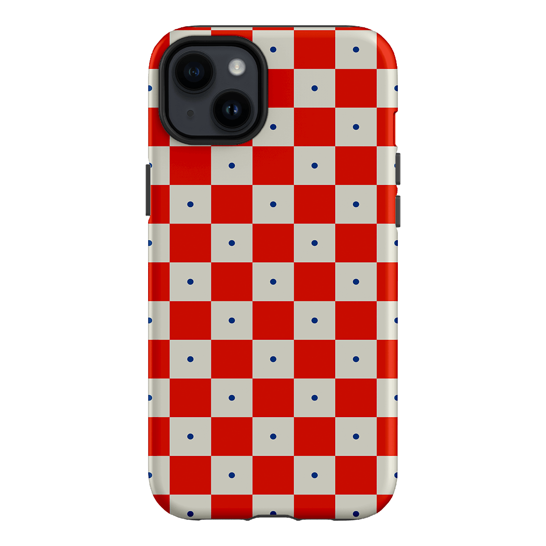 Checkers Scarlet with Cobalt Matte Phone Cases iPhone 14 Plus / Armoured by The Dairy - The Dairy