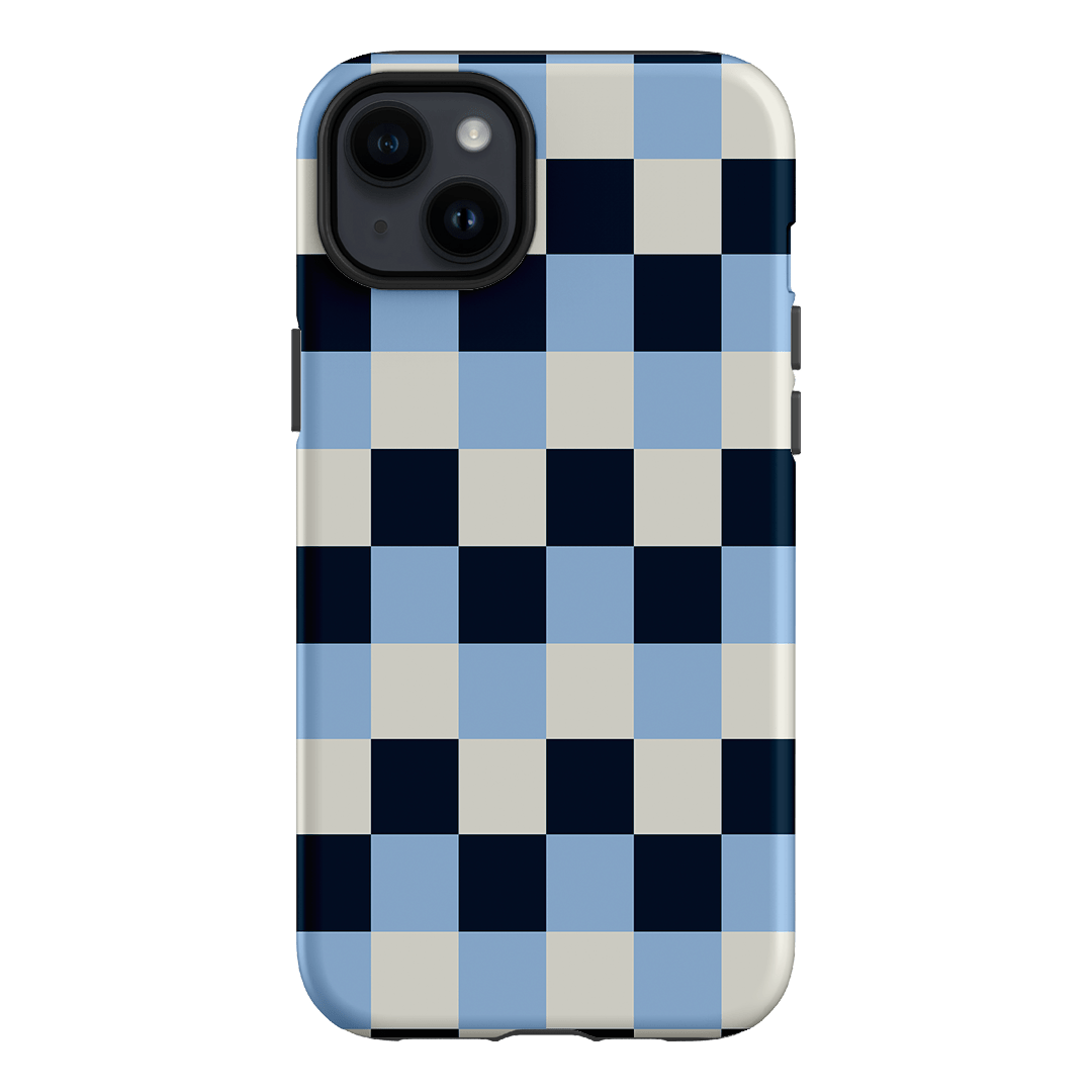 Checks in Blue Matte Case Matte Phone Cases iPhone 14 Plus / Armoured by The Dairy - The Dairy