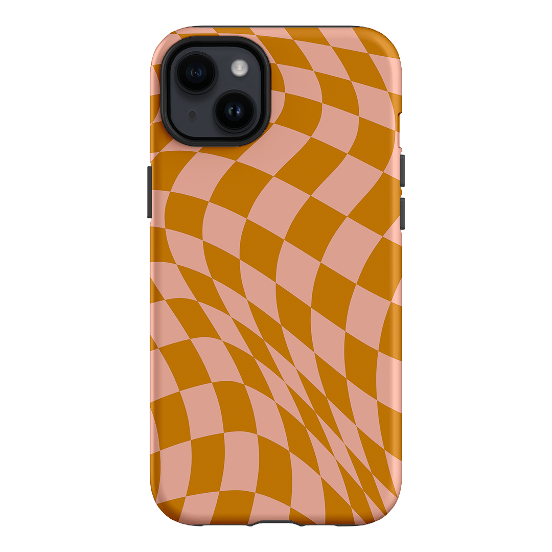 Wavy Check Orange on Blush Matte Case Matte Phone Cases iPhone 14 Plus / Armoured by The Dairy - The Dairy
