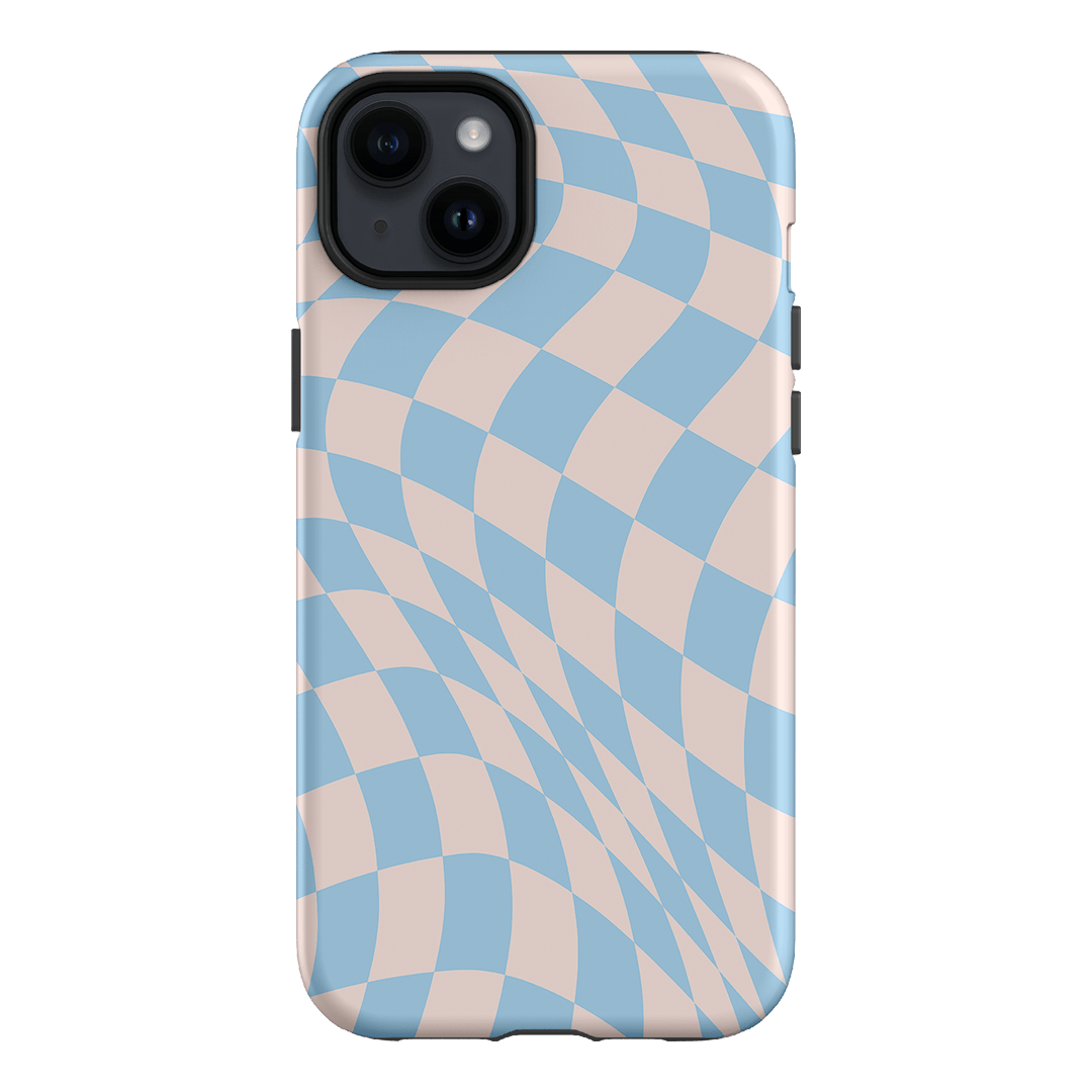 Wavy Check Sky on Light Blush Matte Phone Cases iPhone 14 Plus / Armoured by The Dairy - The Dairy