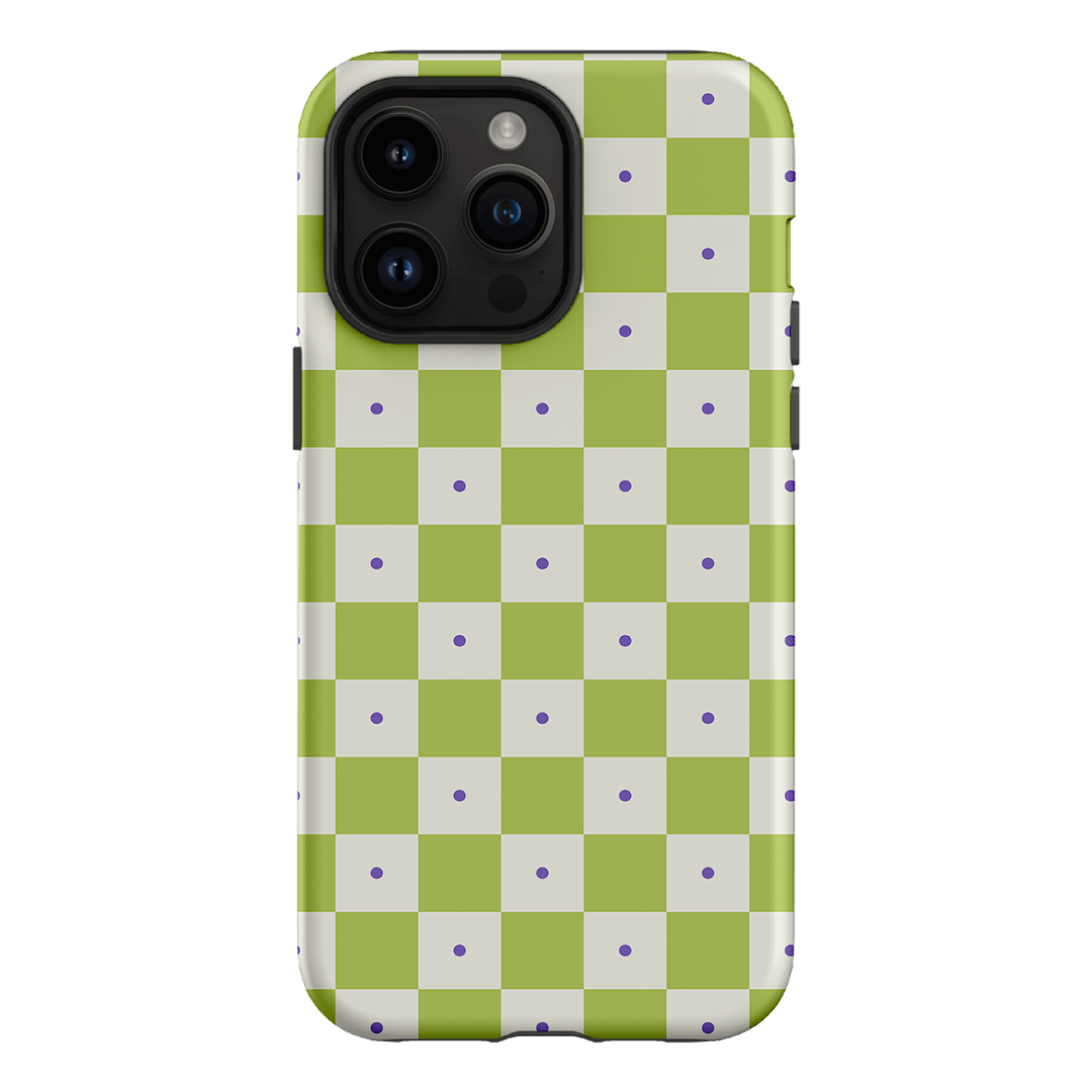 Checkers Lime with Lilac Matte Phone Cases iPhone 14 Pro Max / Armoured by The Dairy - The Dairy