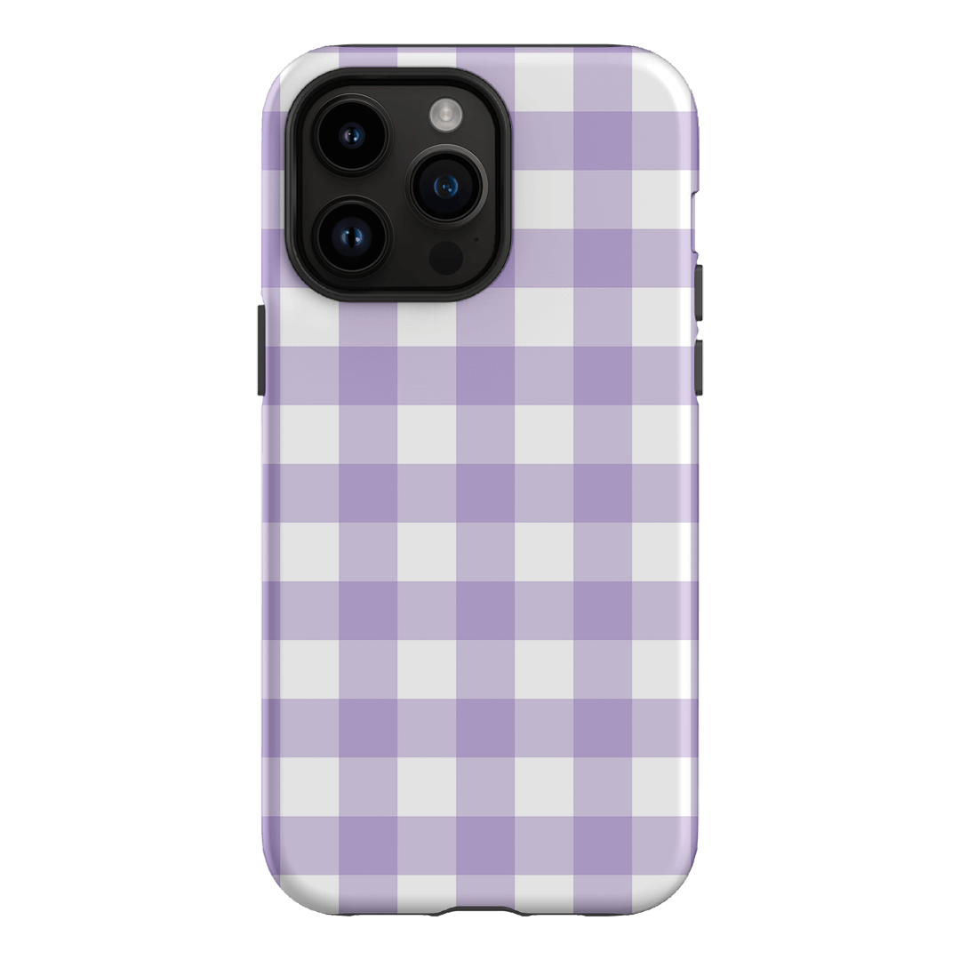 Gingham in Lilac Matte Case Matte Phone Cases iPhone 14 Pro Max / Armoured by The Dairy - The Dairy