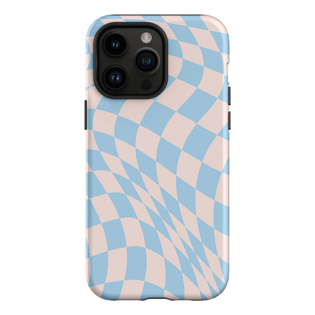 Wavy Check Sky on Light Blush Matte Phone Cases iPhone 14 Pro Max / Armoured by The Dairy - The Dairy