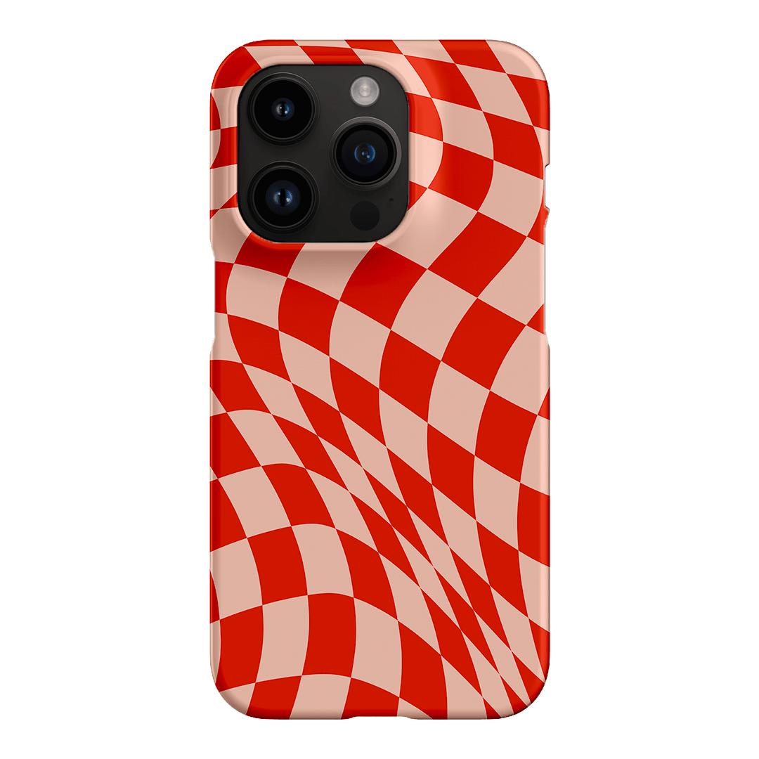 Wavy Check Scarlet on Blush Matte Case Matte Phone Cases iPhone 14 Pro / Snap by The Dairy - The Dairy