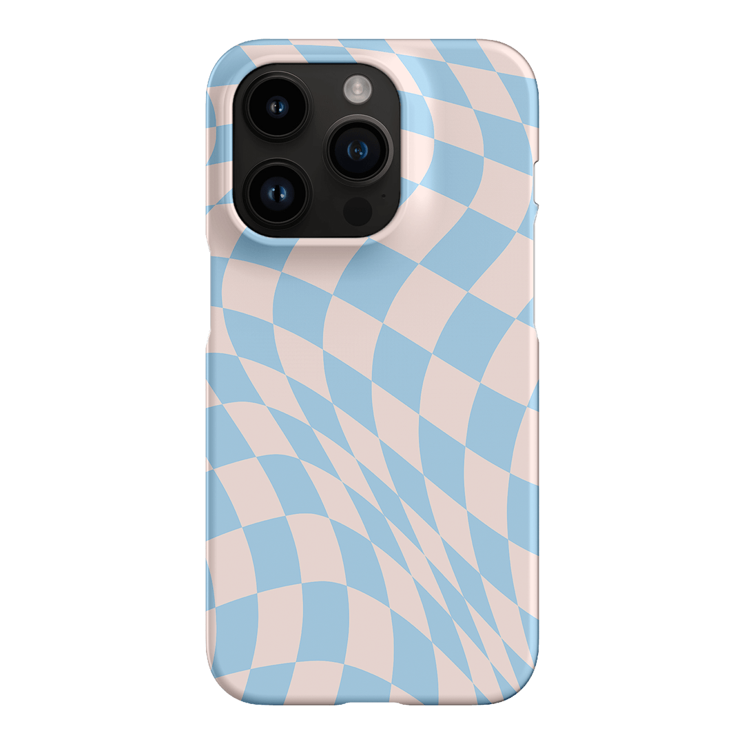 Wavy Check Sky on Light Blush Matte Phone Cases iPhone 14 Pro / Snap by The Dairy - The Dairy