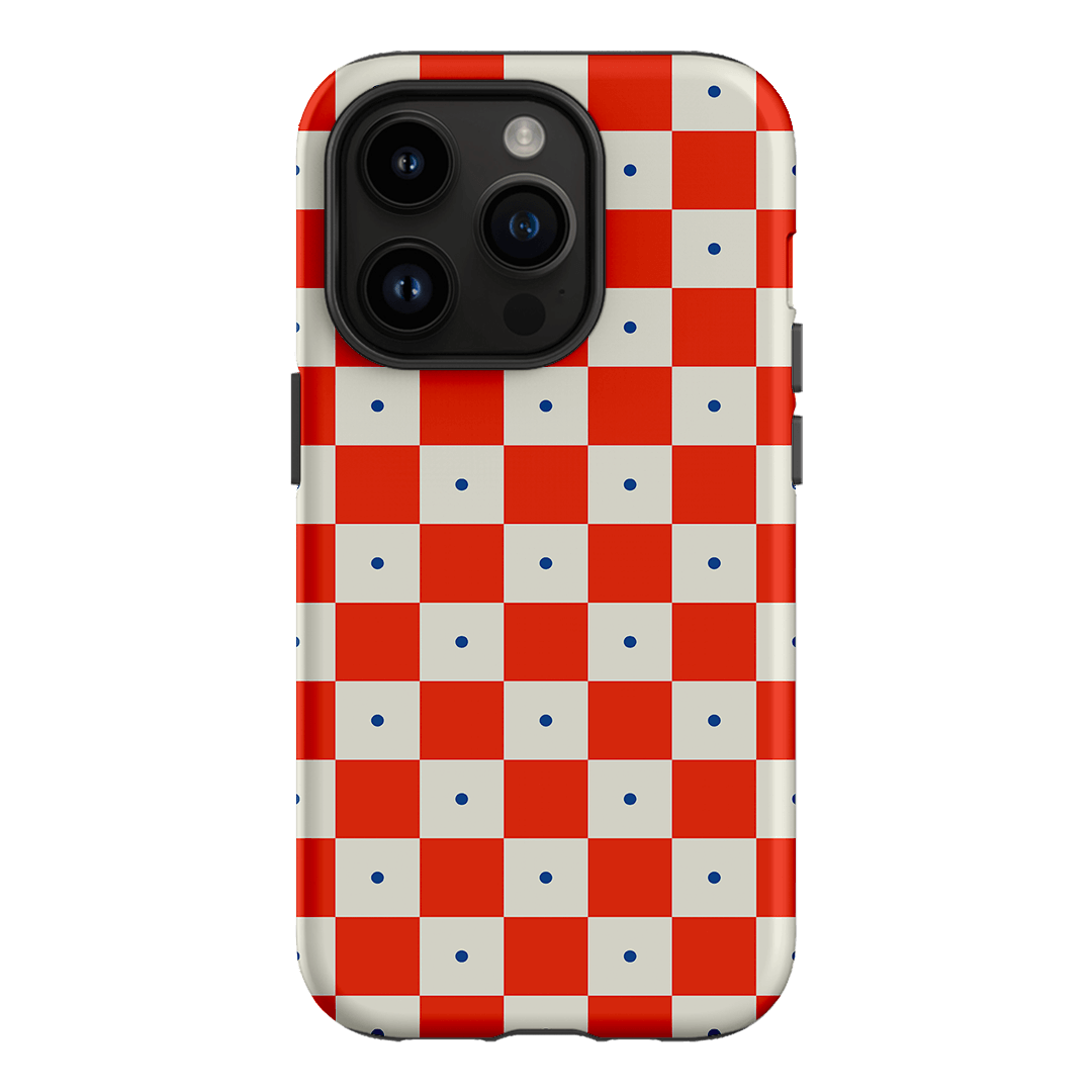 Checkers Scarlet with Cobalt Matte Phone Cases iPhone 14 Pro / Armoured by The Dairy - The Dairy