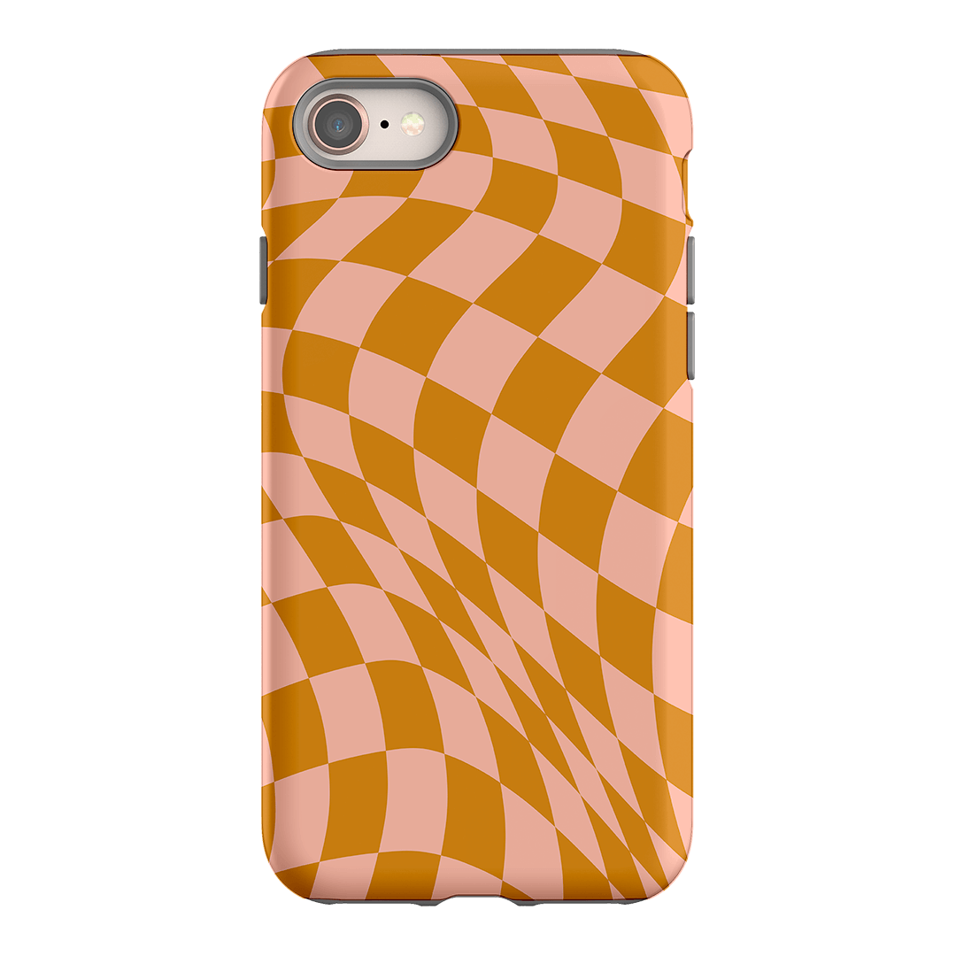 Wavy Check Orange on Blush Matte Case Matte Phone Cases iPhone 8 / Armoured by The Dairy - The Dairy