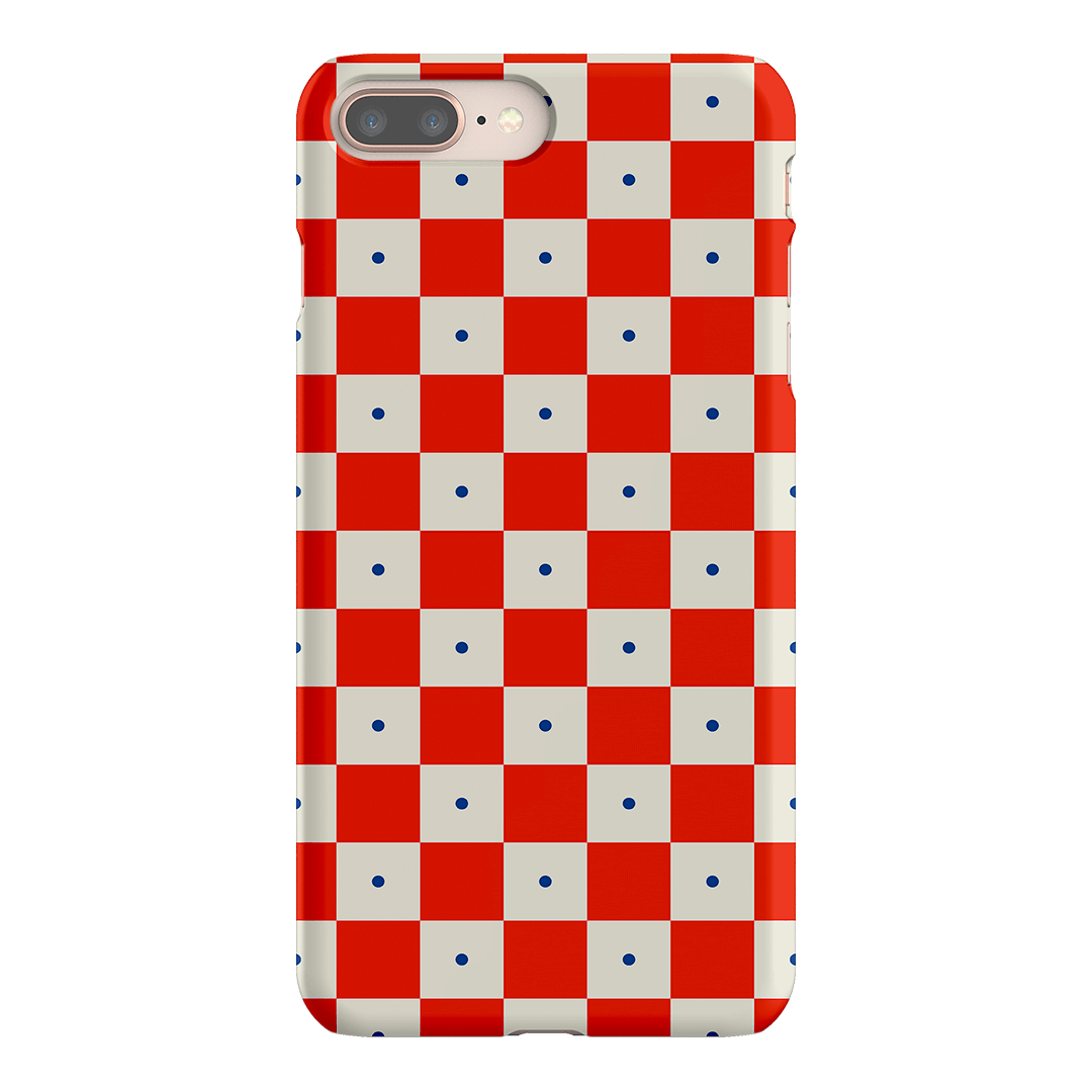 Checkers Scarlet with Cobalt Matte Case Matte Phone Cases iPhone 8 Plus / Snap by The Dairy - The Dairy