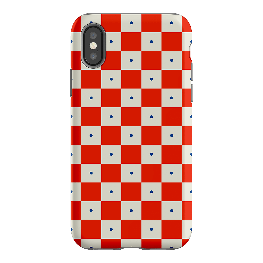 Checkers Scarlet with Cobalt Matte Case Matte Phone Cases iPhone XS / Armoured by The Dairy - The Dairy