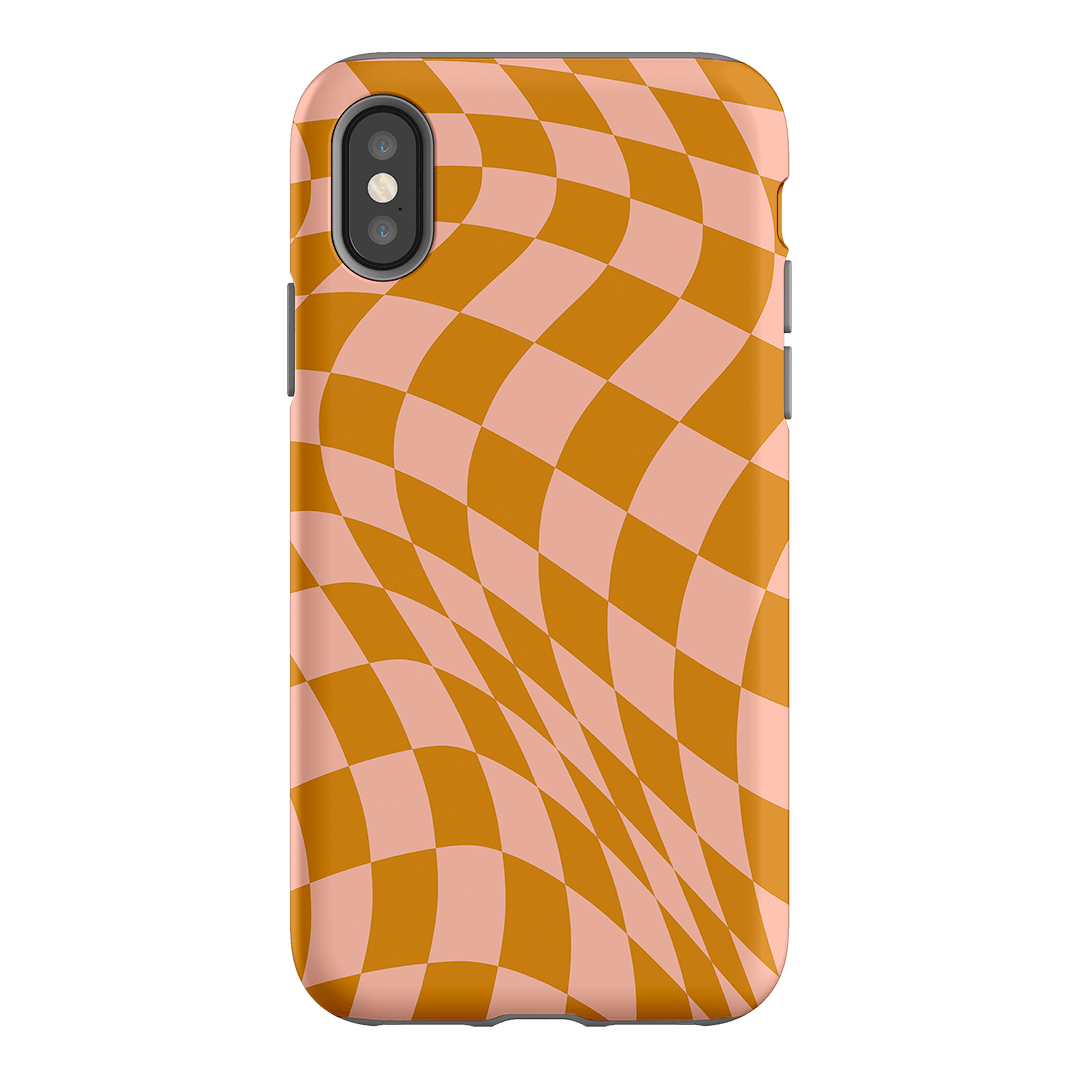 Wavy Check Orange on Blush Matte Case Matte Phone Cases iPhone XS / Armoured by The Dairy - The Dairy
