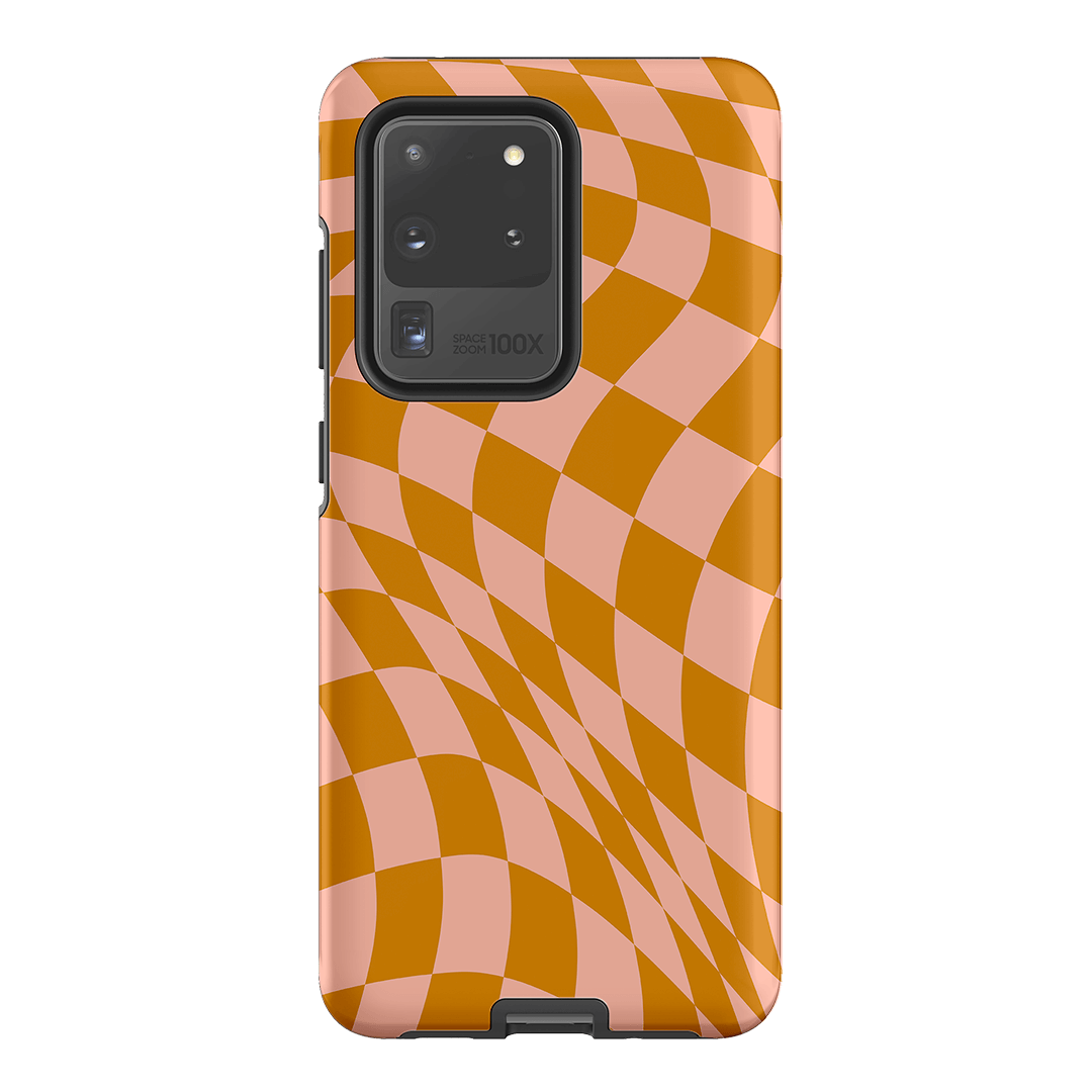 Wavy Check Orange on Blush Matte Case Matte Phone Cases Samsung Galaxy S20 Ultra / Armoured by The Dairy - The Dairy