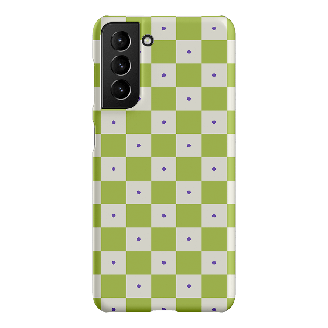 Checkers Lime with Lilac Matte Case Matte Phone Cases Samsung Galaxy S21 / Snap by The Dairy - The Dairy