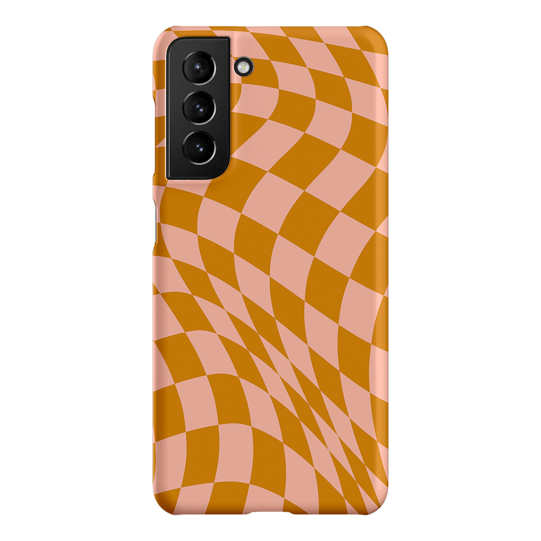 Wavy Check Orange on Blush Matte Case Matte Phone Cases Samsung Galaxy S21 / Snap by The Dairy - The Dairy