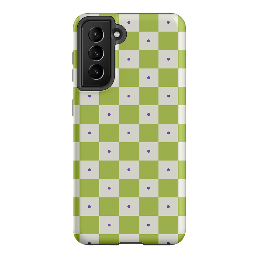Checkers Lime with Lilac Matte Case Matte Phone Cases Samsung Galaxy S21 / Armoured by The Dairy - The Dairy