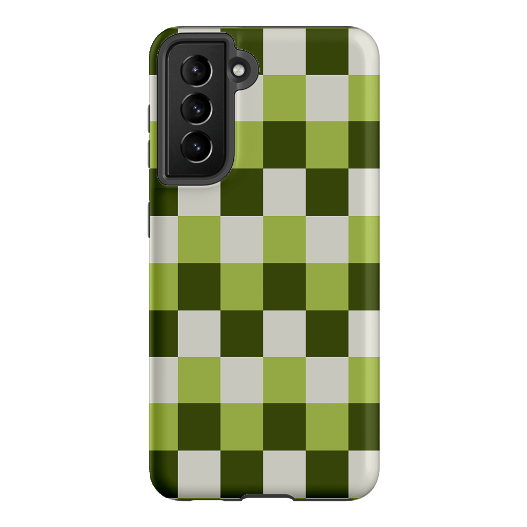 Checks in Green Matte Case Matte Phone Cases Samsung Galaxy S21 / Armoured by The Dairy - The Dairy