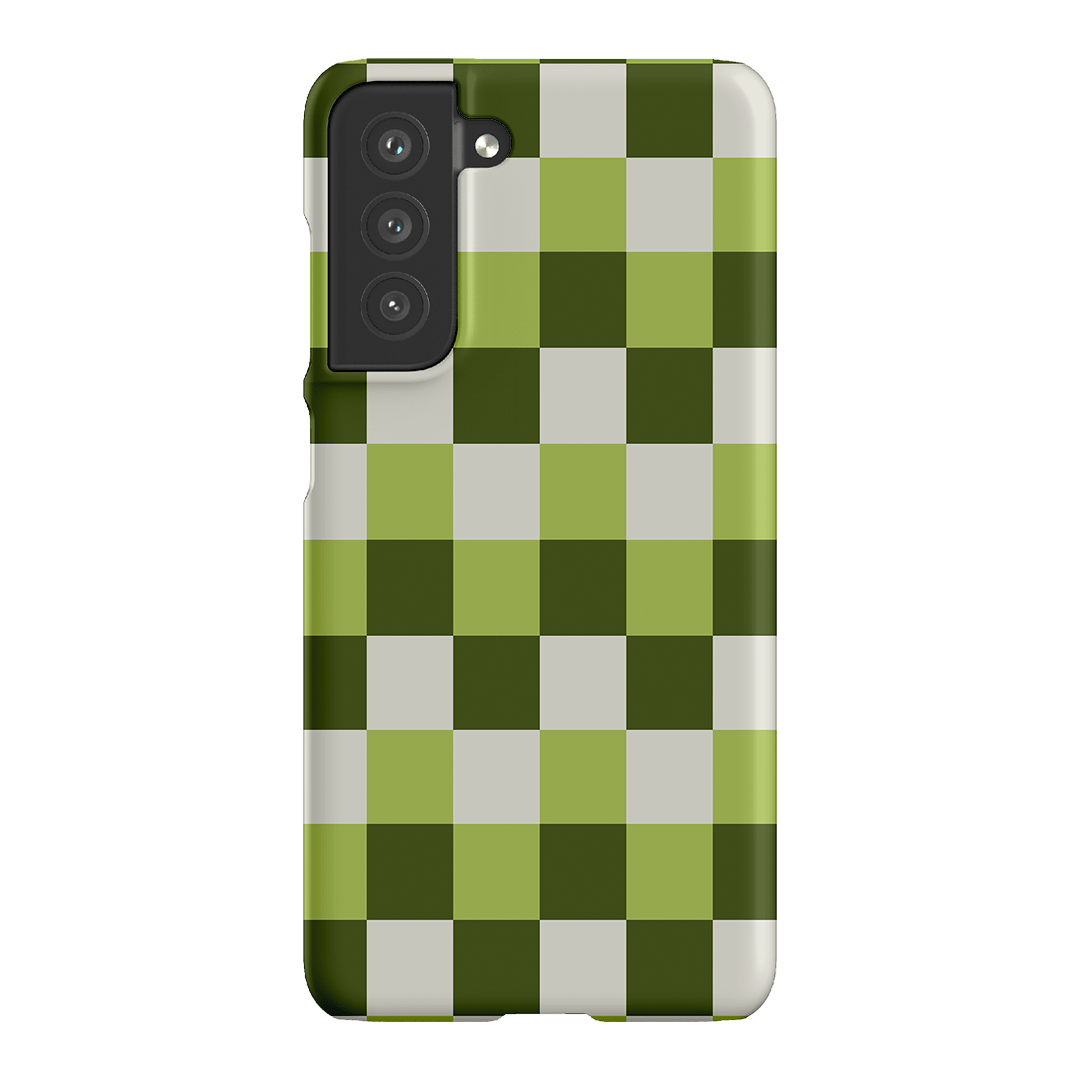 Checks in Green Matte Case Matte Phone Cases Samsung Galaxy S21 FE / Snap by The Dairy - The Dairy