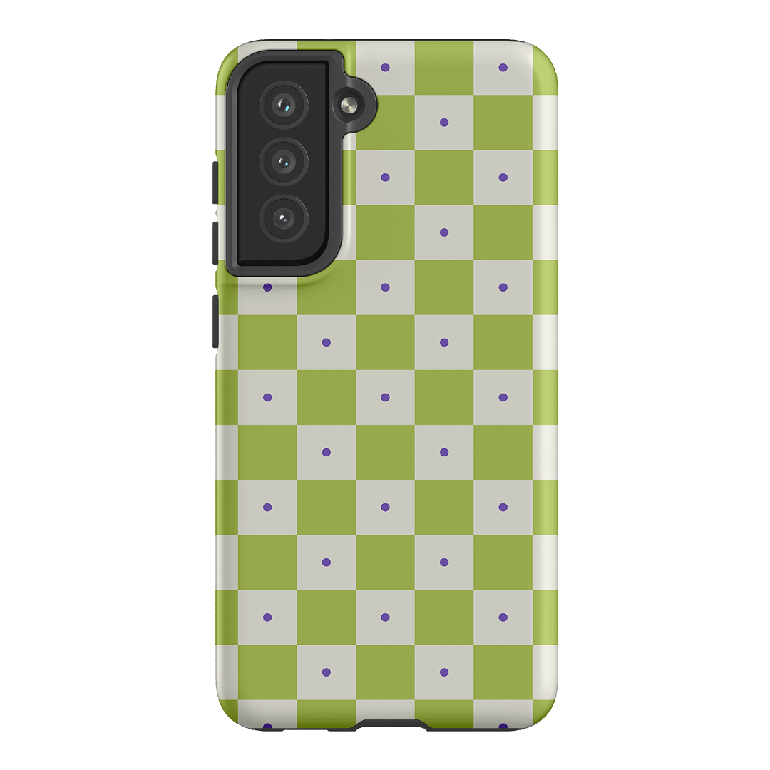 Checkers Lime with Lilac Matte Case Matte Phone Cases by The Dairy - The Dairy