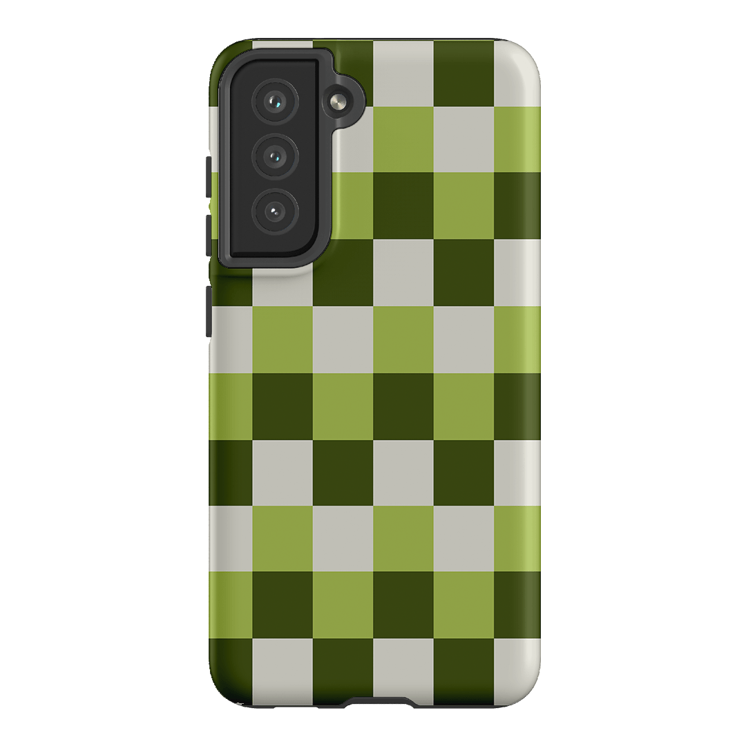 Checks in Green Matte Case Matte Phone Cases Samsung Galaxy S21 FE / Armoured by The Dairy - The Dairy
