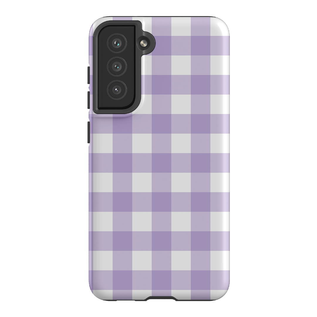 Gingham in Lilac Matte Case Matte Phone Cases Samsung Galaxy S21 FE / Armoured by The Dairy - The Dairy