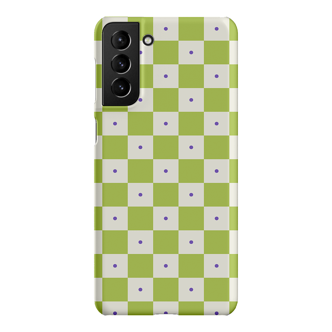Checkers Lime with Lilac Matte Case Matte Phone Cases by The Dairy - The Dairy