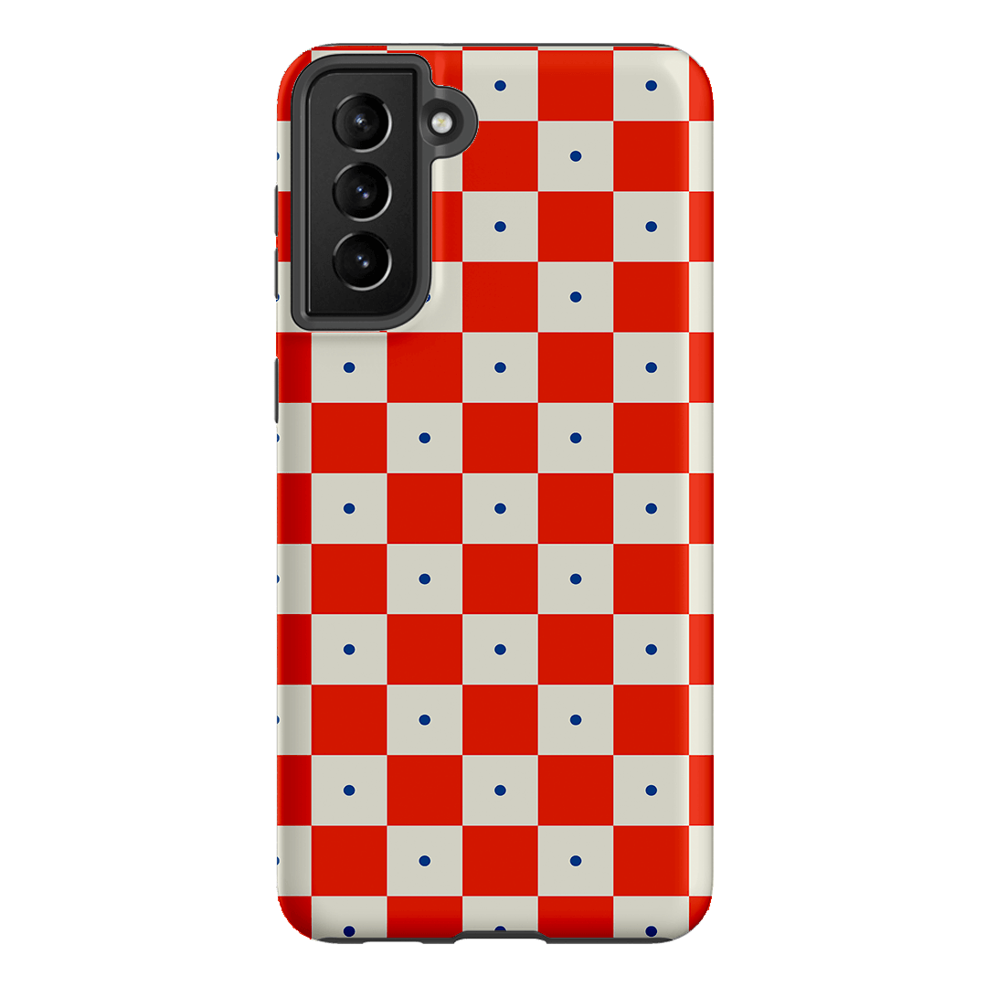 Checkers Scarlet with Cobalt Matte Case Matte Phone Cases Samsung Galaxy S21 Plus / Armoured by The Dairy - The Dairy