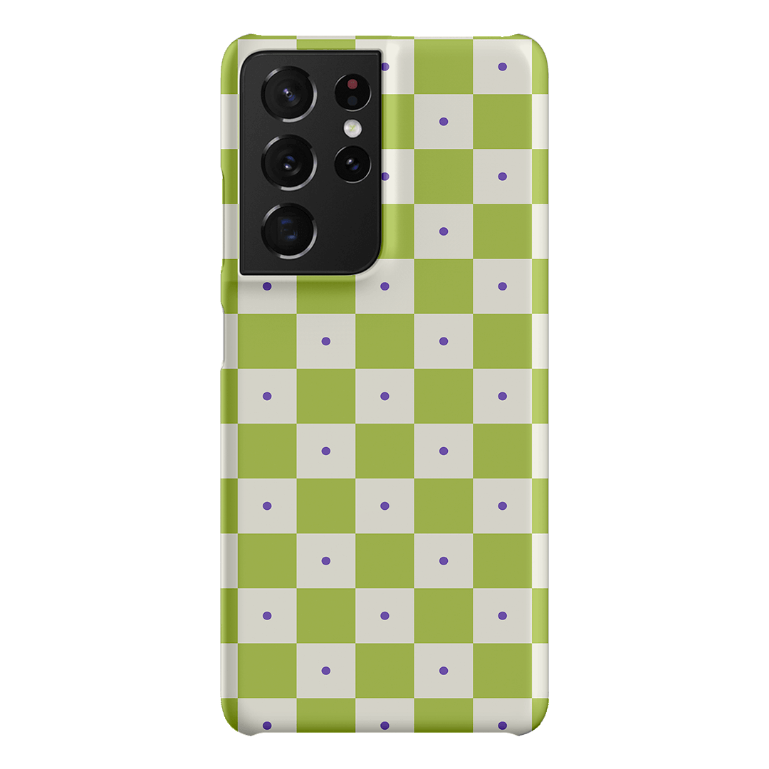 Checkers Lime with Lilac Matte Case Matte Phone Cases Samsung Galaxy S21 Ultra / Snap by The Dairy - The Dairy